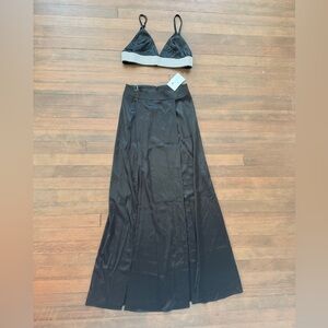 Elegant Black Maxi Skirt Set with Rhinestone Top DIVA BOUTIQUE size small